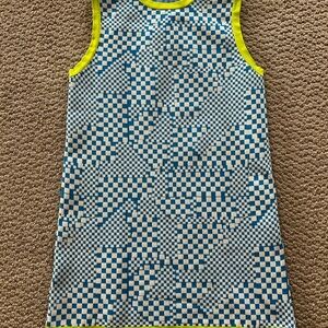 Zara Blue and White Checkered Top with Yellow Trim